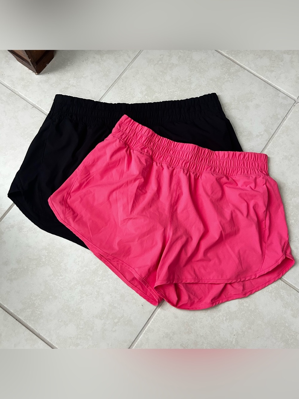 Member’s Mark Women’s XL Active Shorts 2 Pairs Lined Elastic Waist LOT Pink Blac
